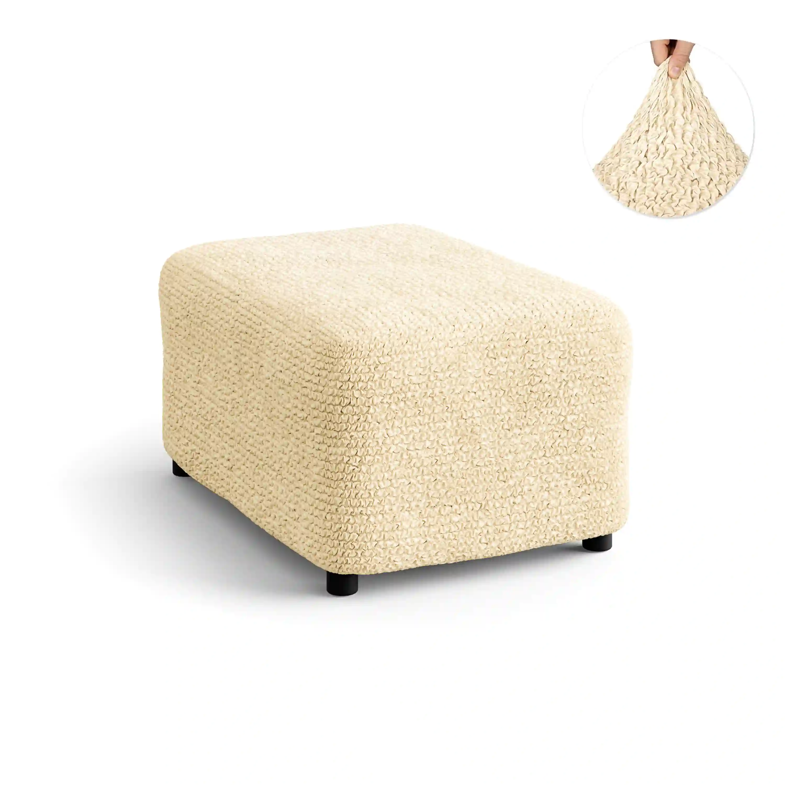 Footstool Cover - Beige, Microfibra